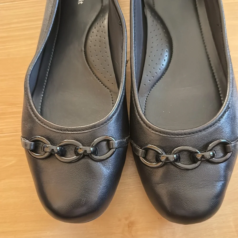 EASY SPIRIT WOMENS BLACK LEATHER BRANDI SLIP ON CASUAL SHOE LIGHTWEIGHT SIZE 8.5